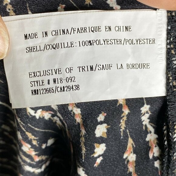 Anama Women's Black V Neck Balloon‎ Sleeve Floral Ditsy Print Wrap Top SZ M - Picture 9 of 12